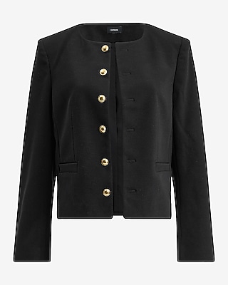 ジャケット・アウター ORIGINAL BUTTON COLLARLESS KNIT JACKET Novelty Button Collarless Jacket | Express