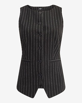Striped Boat Neck Cutaway Blazer Vest