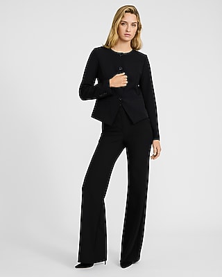 Studio Stretch Twill Crew Neck Cutaway Blazer