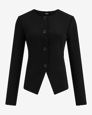 Studio Stretch Twill Crew Neck Cutaway Blazer