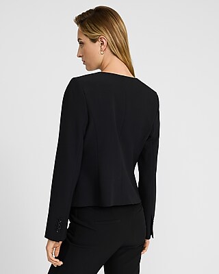 Studio Stretch Twill Crew Neck Cutaway Blazer