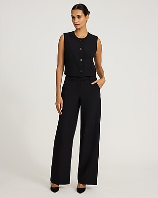 Studio Stretch Twill Crew Neck Blazer Vest