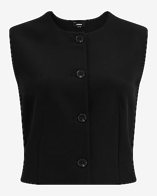 Studio Stretch Twill Crew Neck Blazer Vest