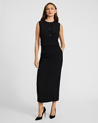 Studio Stretch Twill Crew Neck Blazer Vest