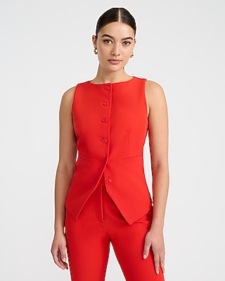 Signature Stretch Boat Neck Cutaway Blazer Vest