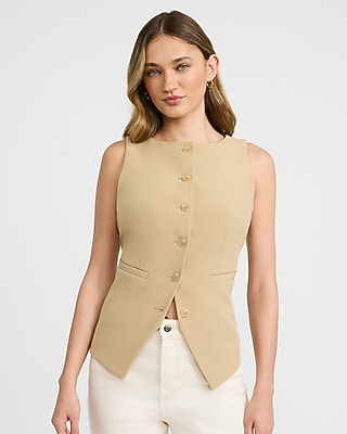 Signature Stretch Boat Neck Cutaway Blazer Vest