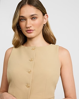 Signature Stretch Boat Neck Cutaway Blazer Vest