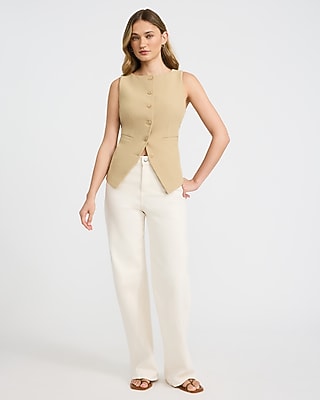 Signature Stretch Boat Neck Cutaway Blazer Vest