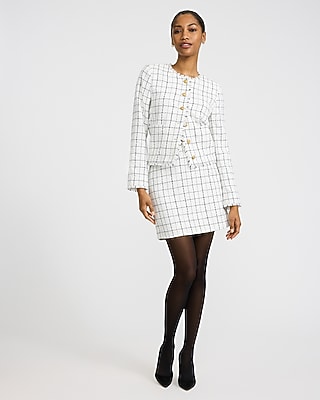 Tweed Plaid Novelty Button Lady Jacket - image 4