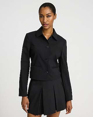 Stretch Cotton Collared Jacket
