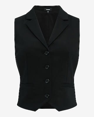 Stretch Cotton Notch Lapel Blazer Vest