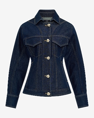 Novelty Button Fitted Denim Jacket
