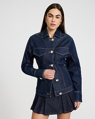 Novelty Button Fitted Denim Jacket