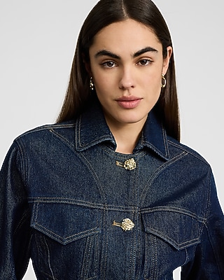Novelty Button Fitted Denim Jacket