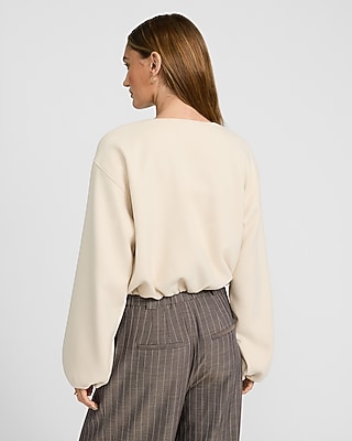 Crew Neck Zip Front Bubble Bomber Jacket