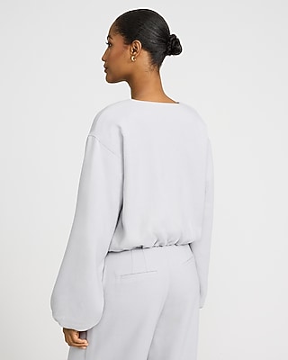 Crew Neck Zip Front Bubble Bomber Jacket