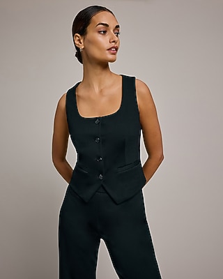 Signature Ponte Button Front Blazer Vest