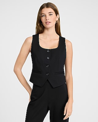 Signature Ponte Button Front Blazer Vest