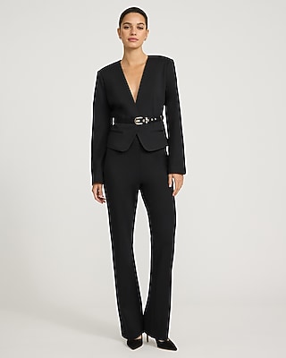 Signature Ponte Collarless Belted Blazer