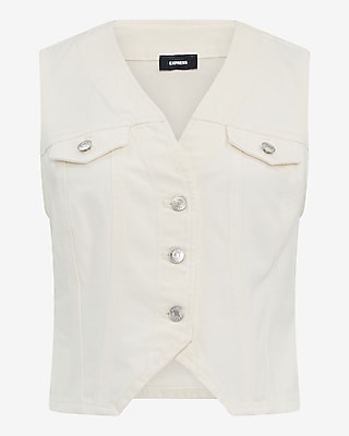 Denim V-Neck Blazer Vest - image 4