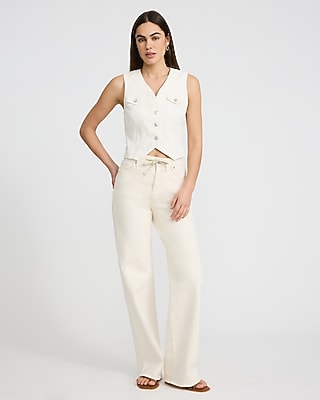 Denim V-Neck Blazer Vest - image 3