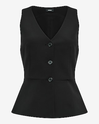 Editor Studio Stretch Twill Three Button Peplum Blazer Vest