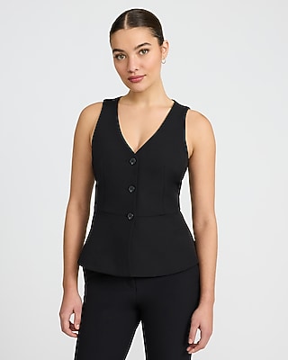 Editor Studio Stretch Twill Three Button Peplum Blazer Vest