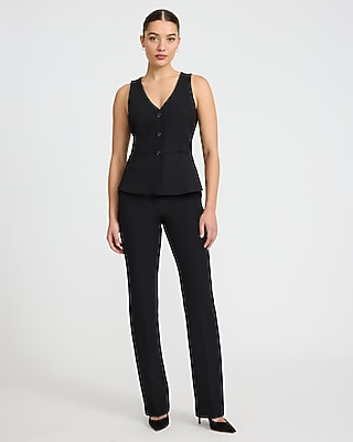 Editor Studio Stretch Twill Three Button Peplum Blazer Vest