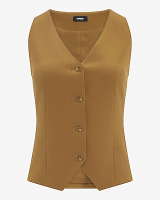 Studio Stretch Twill V-Neck Peplum Cutaway Blazer Vest