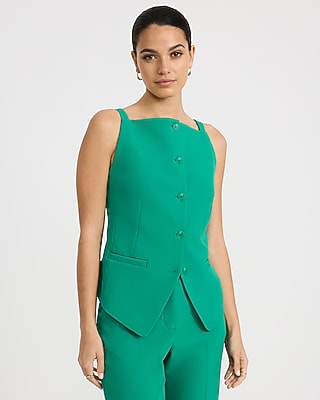 Studio Stretch Twill Square Neck Cutaway Blazer Vest