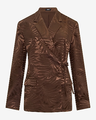 Textured Printed Jacquard Wrap Tie Blazer - image 4
