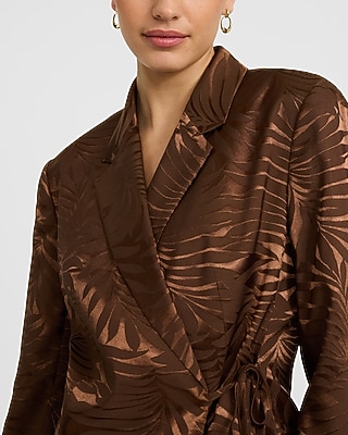 Textured Printed Jacquard Wrap Tie Blazer - image 2