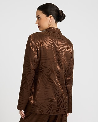 Textured Printed Jacquard Wrap Tie Blazer - image 3