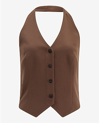 Signature Crepe V-Neck Tie Back Blazer Vest