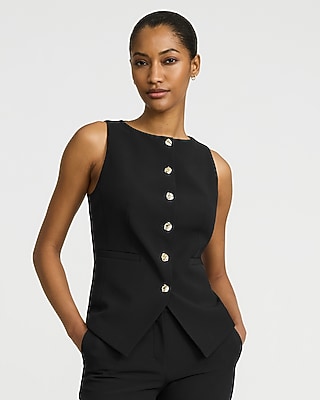 Studio Stretch Twill Novelty Button Cutaway Blazer Vest