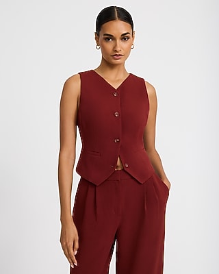 High V-Neck Blazer Vest Signature Crepe