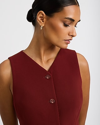 High V-Neck Blazer Vest Signature Crepe