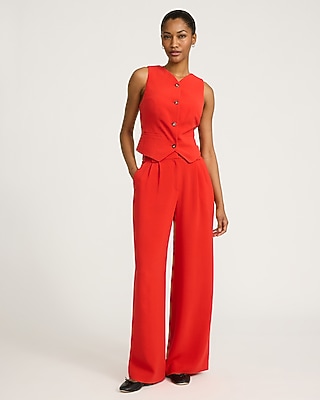 Signature Crepe High V-Neck Blazer Vest