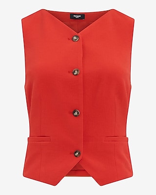 Signature Crepe High V-Neck Blazer Vest