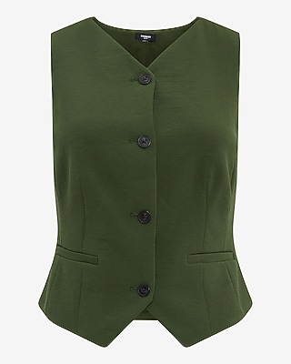 Signature Crepe High V-Neck Blazer Vest