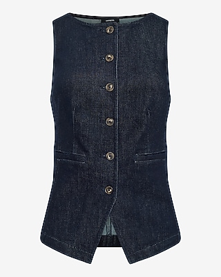 Denim Boat Neck Cutaway Vest