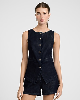 Denim Boat Neck Cutaway Vest