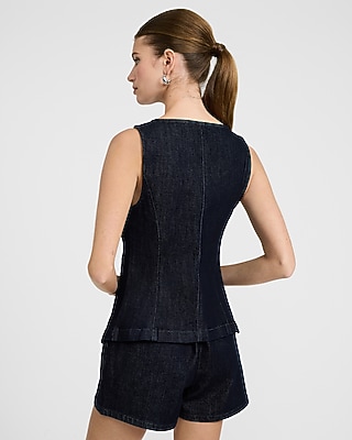 Denim Boat Neck Cutaway Vest