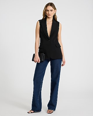 Luxe Stretch Long Blazer Vest