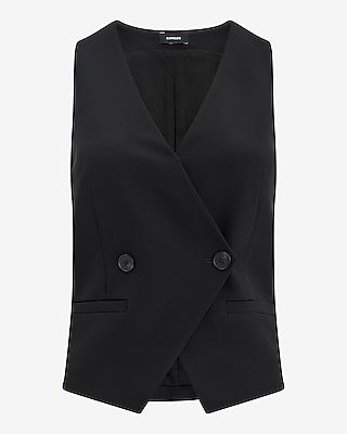 Studio Stretch Twill V-Neck Double Breasted Blazer Vest