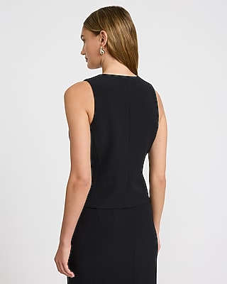 Studio Stretch Twill V-Neck Double Breasted Blazer Vest