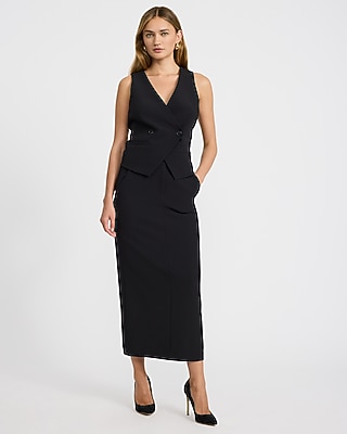 Studio Stretch Twill V-Neck Double Breasted Blazer Vest