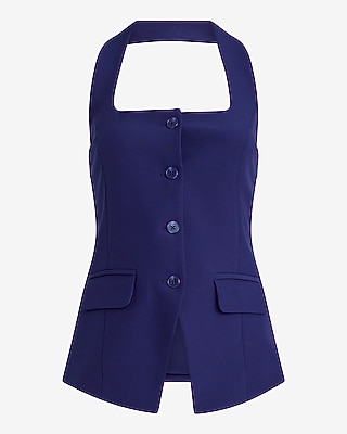 Studio Stretch Twill Halter Cutaway Blazer Vest
