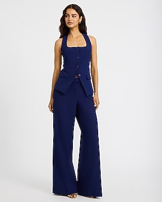 Studio Stretch Twill Halter Cutaway Blazer Vest