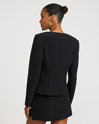 Notch Neck Novelty Button Blazer Studio Stretch Twill